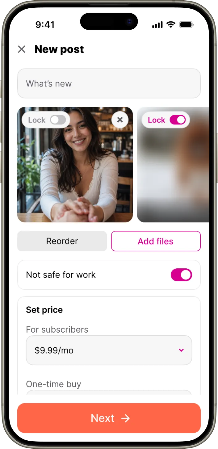 AI model subscription platform profile page built with Scrile Connect