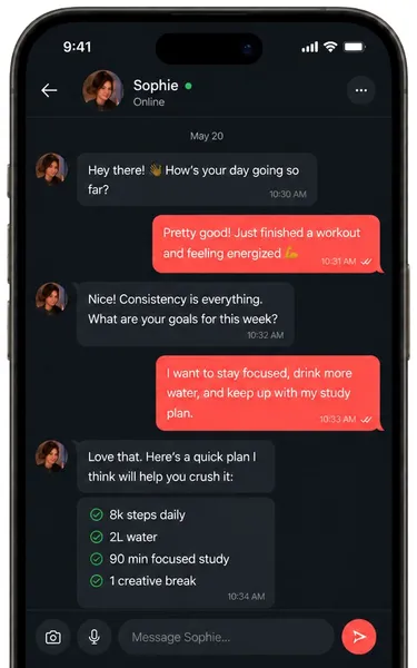 Conversational AI chat - AI companion app screen