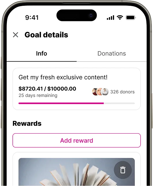 Screenshot of a mobile app displaying a fundraising goal progress