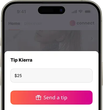A mobile app screen showing profiles of models, including Elizabeth, 20, and Santos, 35, with options to view 'Girls alone' and 'Boys alone'.