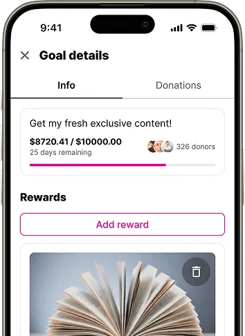 Screenshot of a mobile app displaying a fundraising goal