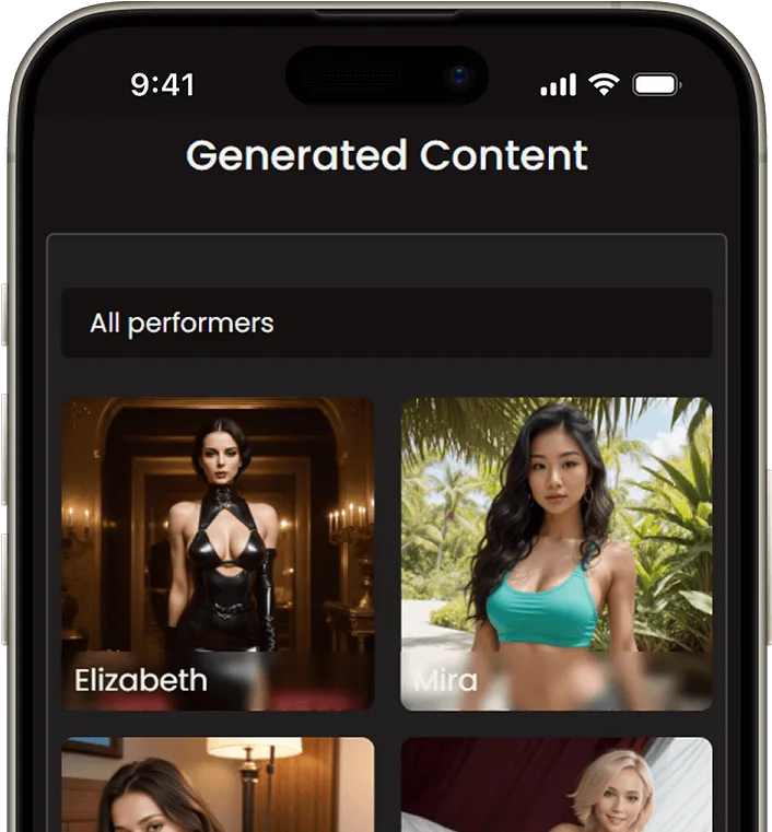 NSFW AI character chat screen with an adult AI companion