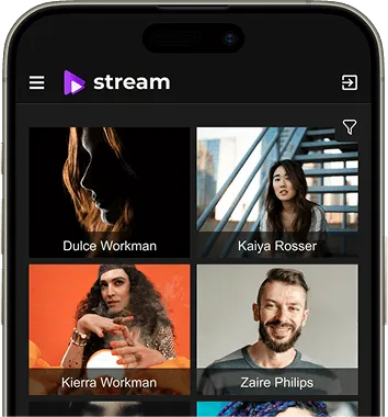A mobile app screen displaying a 'Generated Content' section with images labeled Elizabeth and Mira, each depicting different individuals.