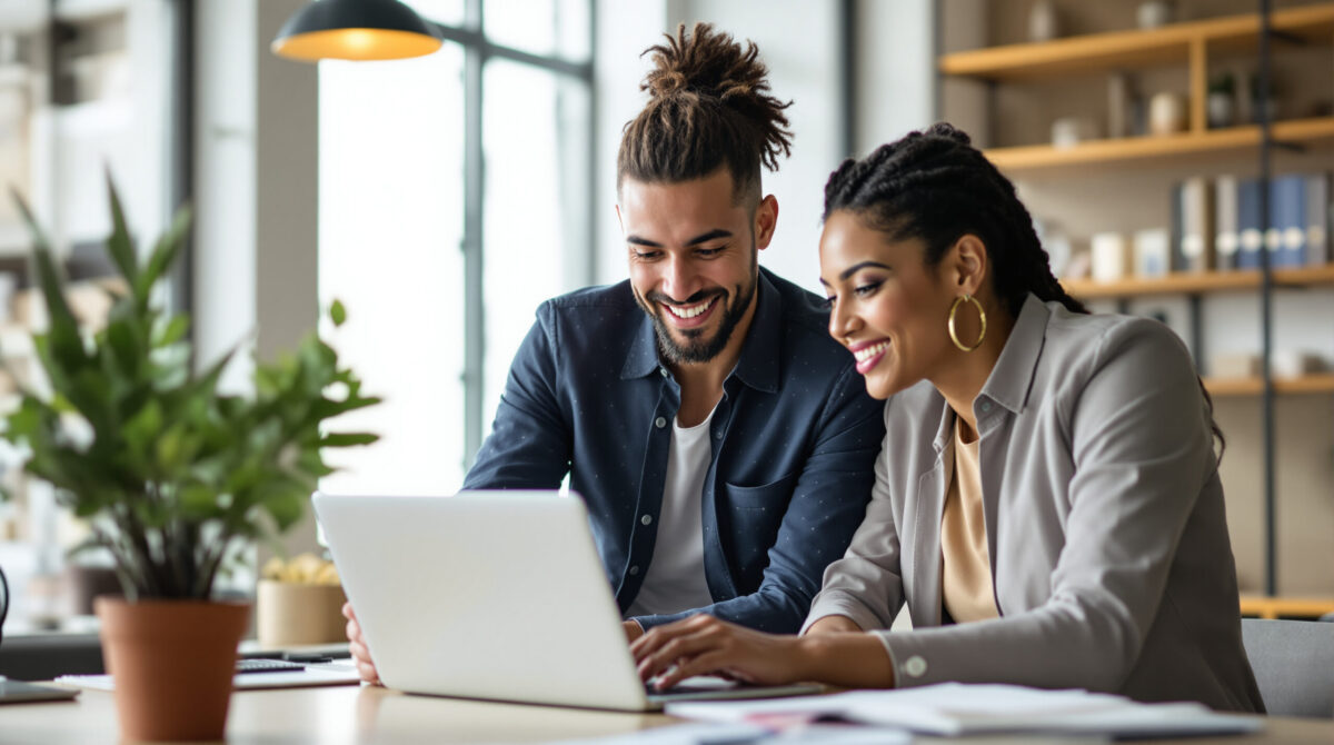 Creator business owner reviewing operations with a trusted teammate