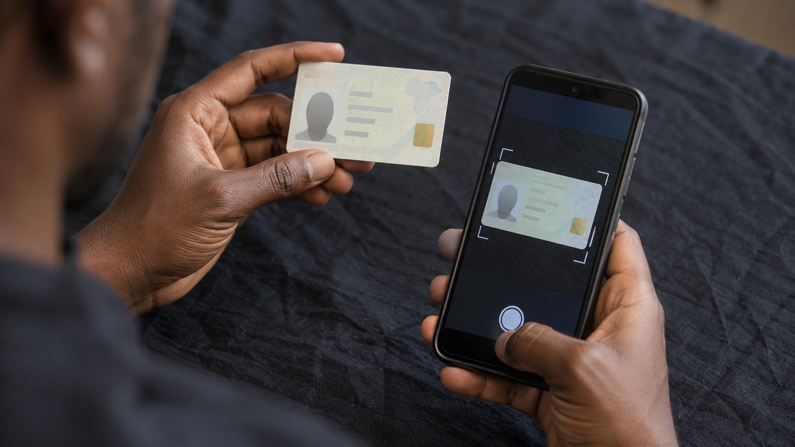 Hands checking identity verification on a phone before a creator payout