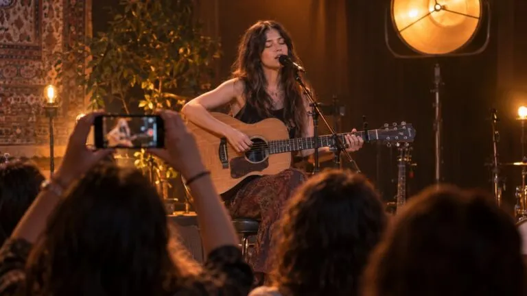 An independent musician performing for a fan community
