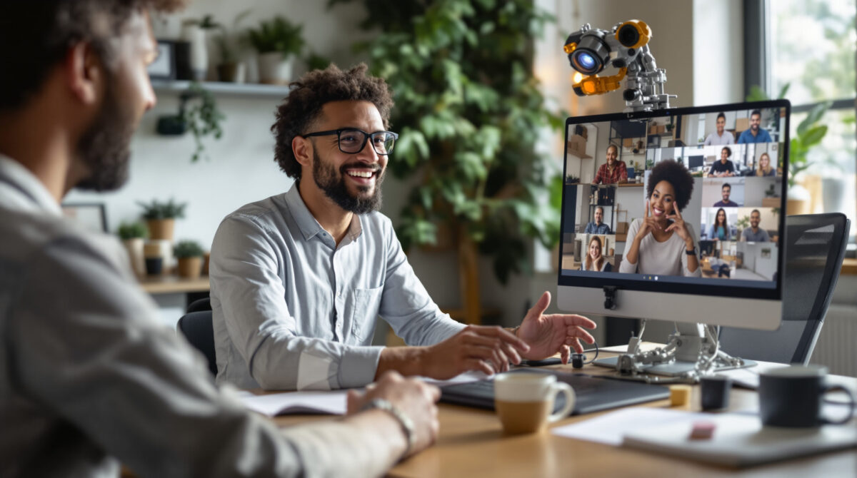 Platform founder discussing a founding creator offer during a video meeting