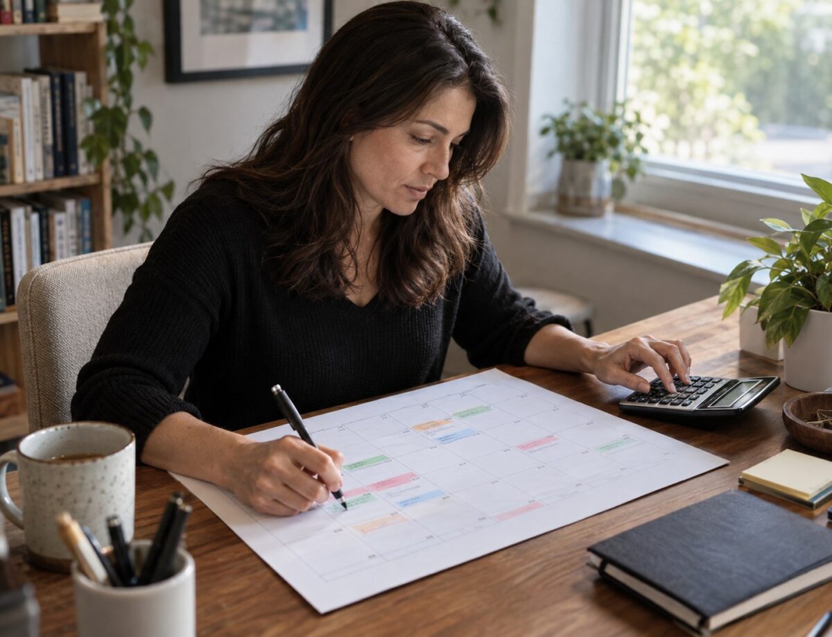 Coach calculating package capacity beside a session calendar