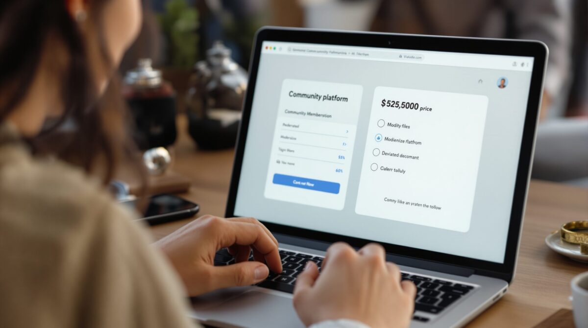 Online payment screen for community platform pricing