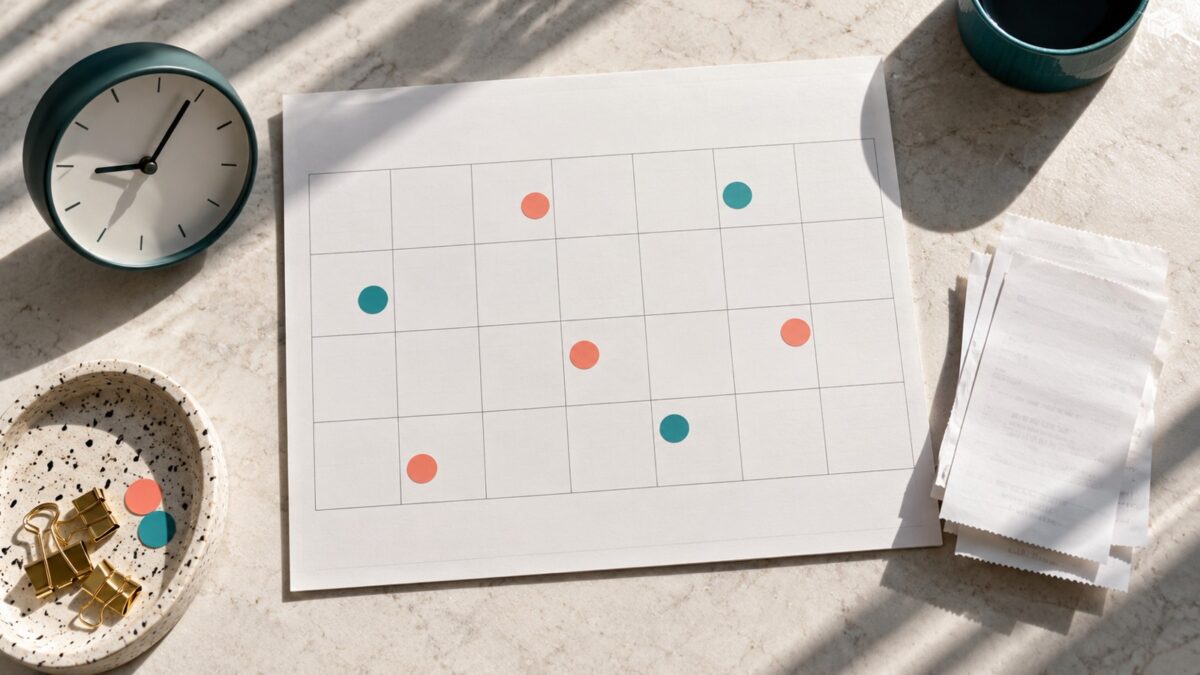 An undated calendar and receipts representing recurring subscription renewals