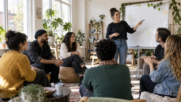 Members taking part in a founder-led community workshop