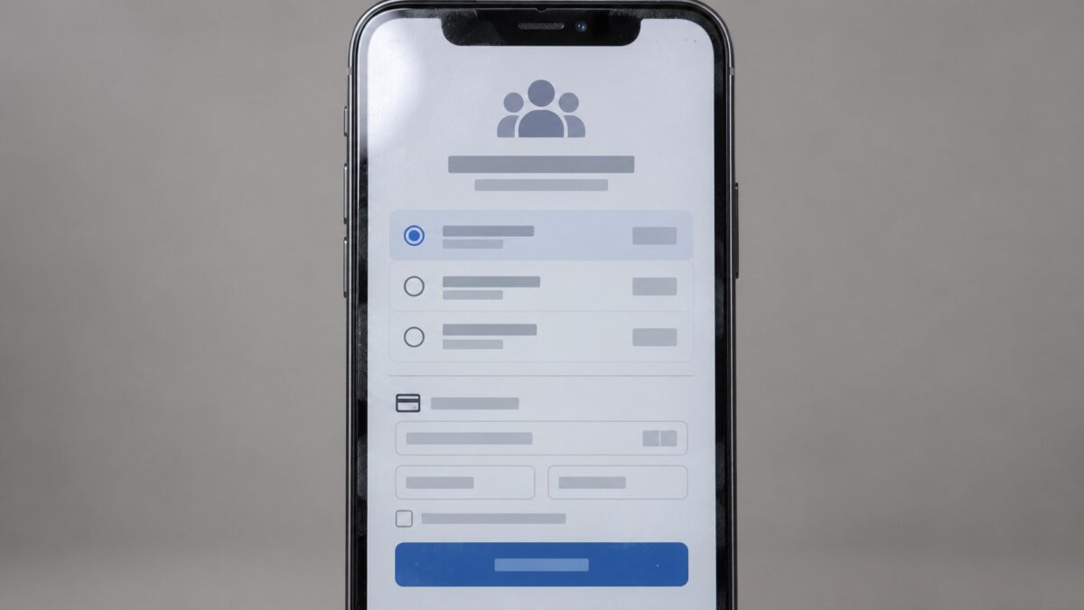 Online payment screen for community platform pricing