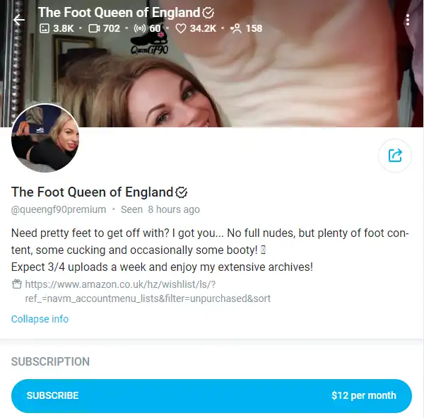 An OnlyFans Creator selling Feet Pics on OnlyFans