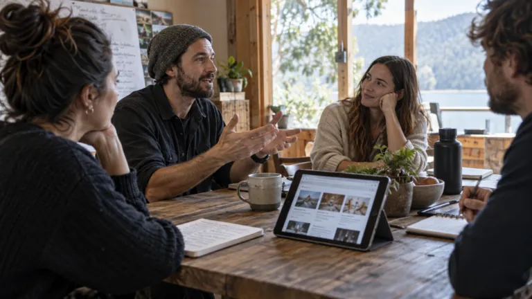Members at a small founder-led workshop participating in a lively discussion