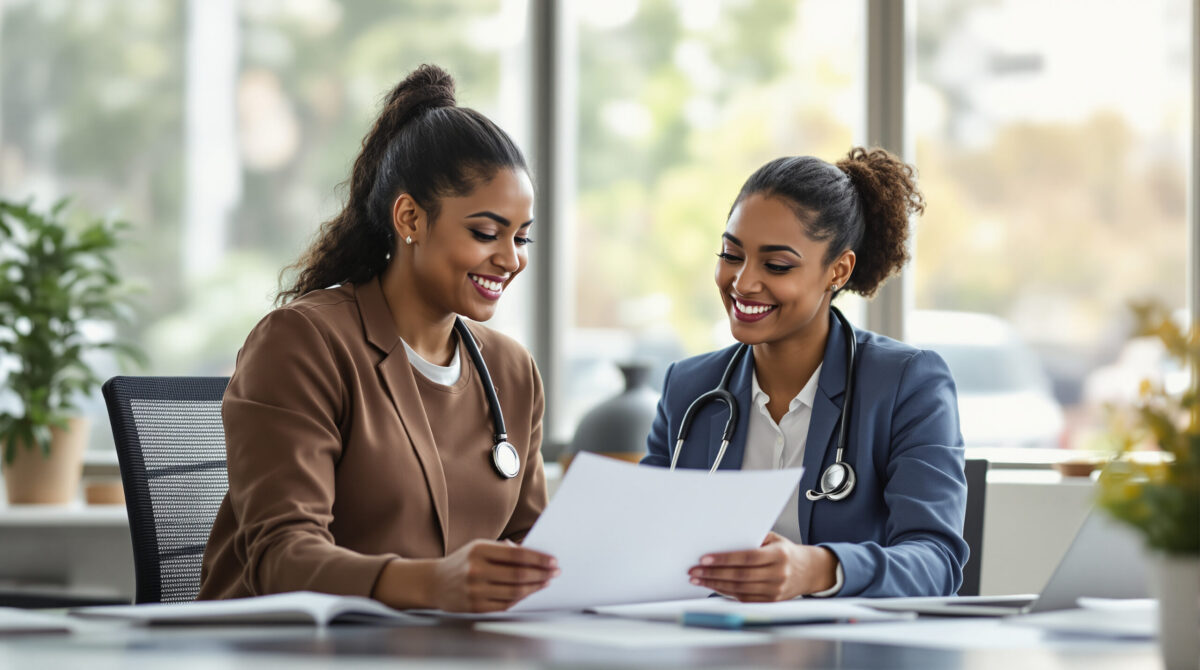 Clinic administrator reviewing access permissions with a compliance colleague