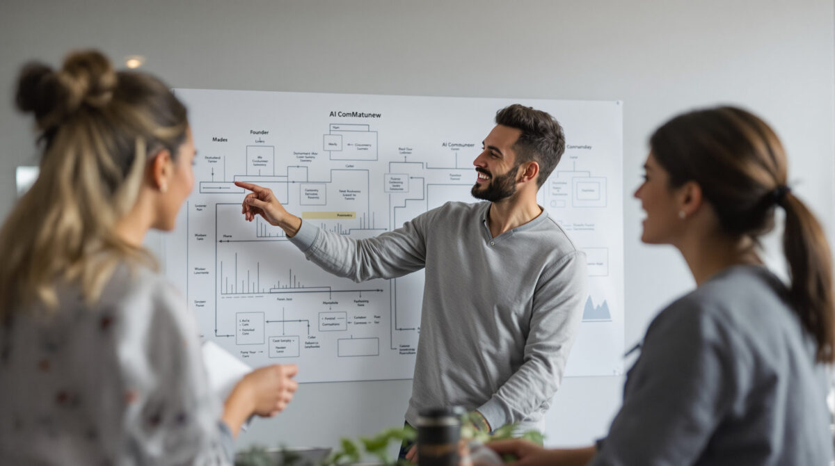 Founder mapping an AI companion customer journey with a small product team