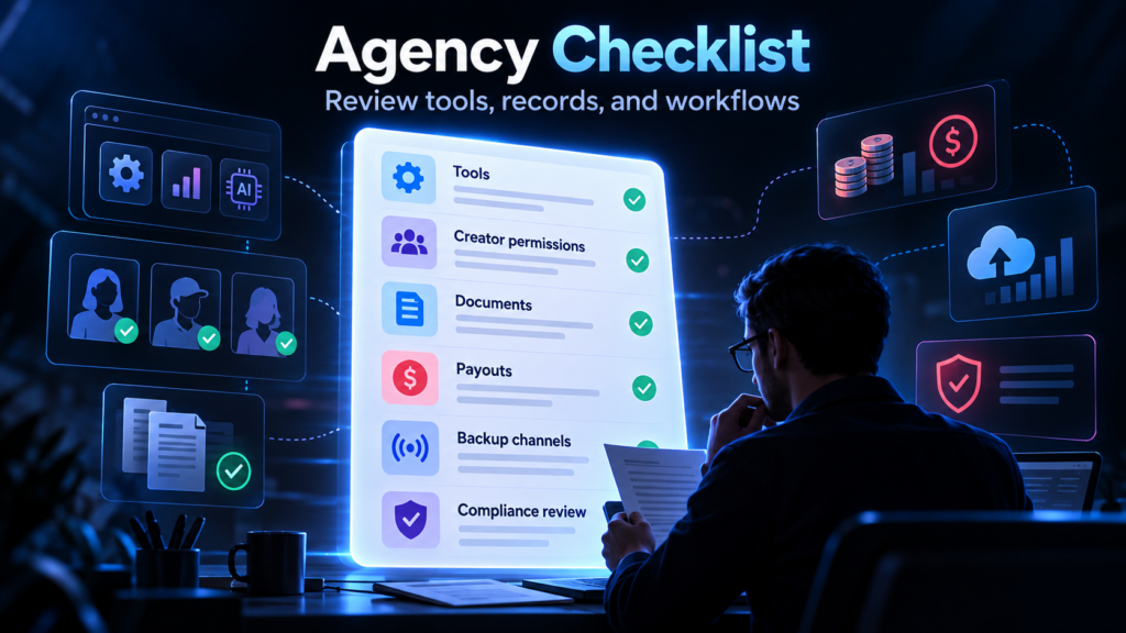 OnlyFans agency compliance checklist covering tools, creator permissions, documents and payouts