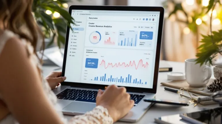 Creator platform analytics dashboard showing revenue, payouts, and profitability metrics