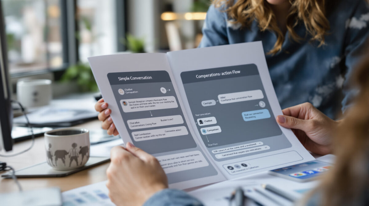 Product designer comparing chatbot and companion conversation flows