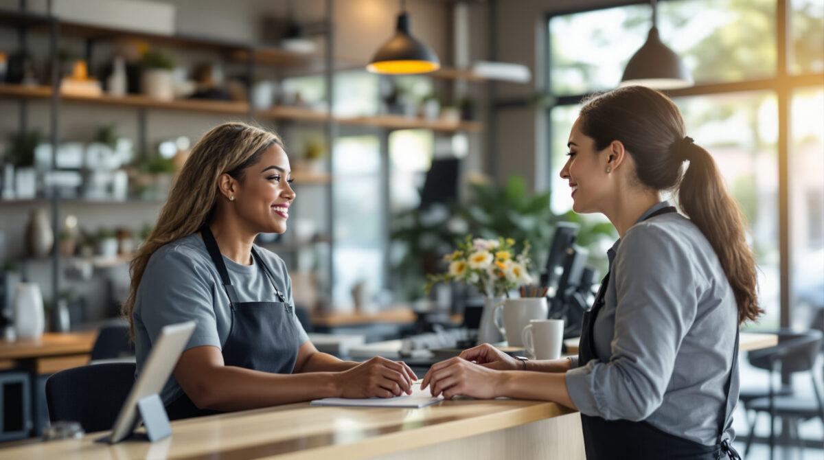 Gym staff resolving a membership freeze at reception