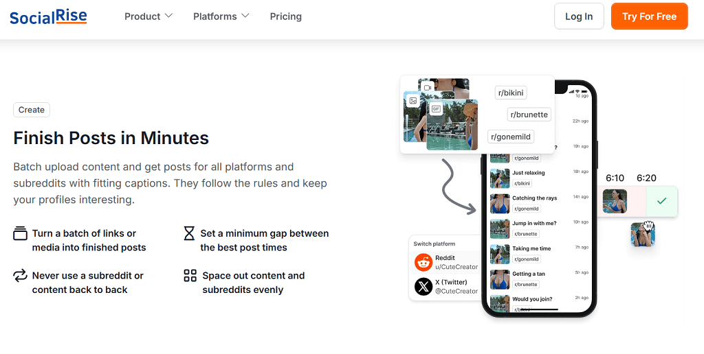 Social Rise main page