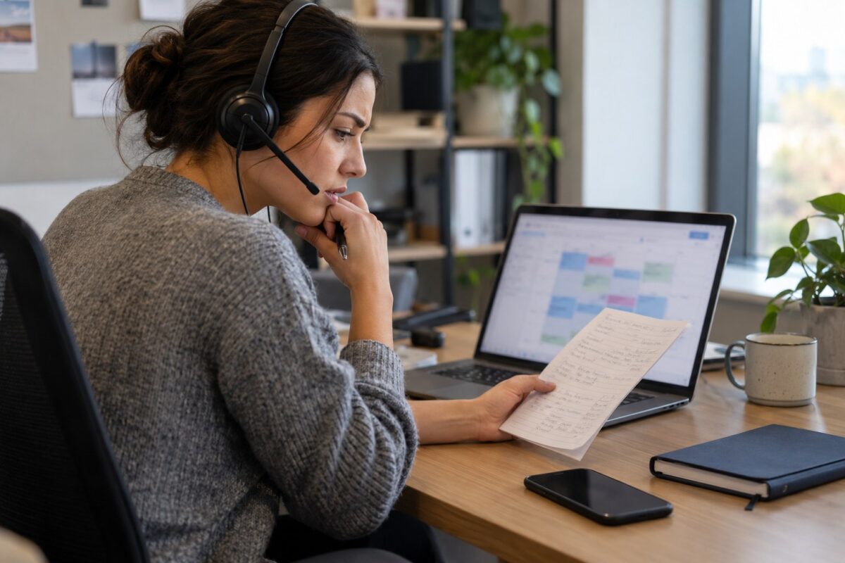 A support operator helps resolve a consultation scheduling problem